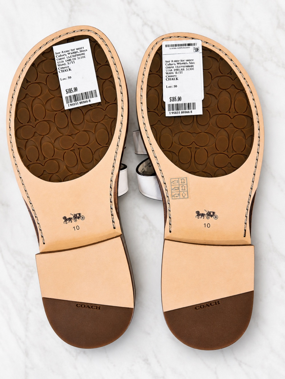 Coach Chalk Leather Slide Sandals Size 10 NWT - Picture 4 of 4